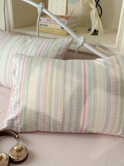 Rainbow Line Duvet Cover Set, Colorful Line Heart Duvet Cover, Includes 1*Duvet Cover+2*Pillowcases, 100% Polyester, Sweet Home Bedroom Decor, Suitable For Single Bed, Double Bed, Queen Bed, King Bed