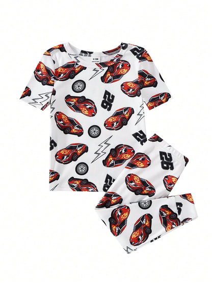 Randomly Sent 2 Sets Of Baby Boy Fashionable Cool Minimalist Classic Casual Daily Comfortable Soft High Elasticity Knit Tight Fabric Blue Multicolor Dinosaur Off-Road Car Racing Car Rabbit Sports Foot