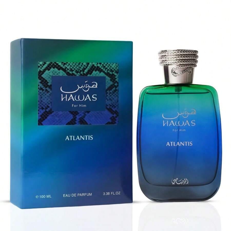 RASASI Hawas Atlantis Eau De Parfum For Men, 100ml (3.4 Oz) Fresh & Modern Scent Spray
