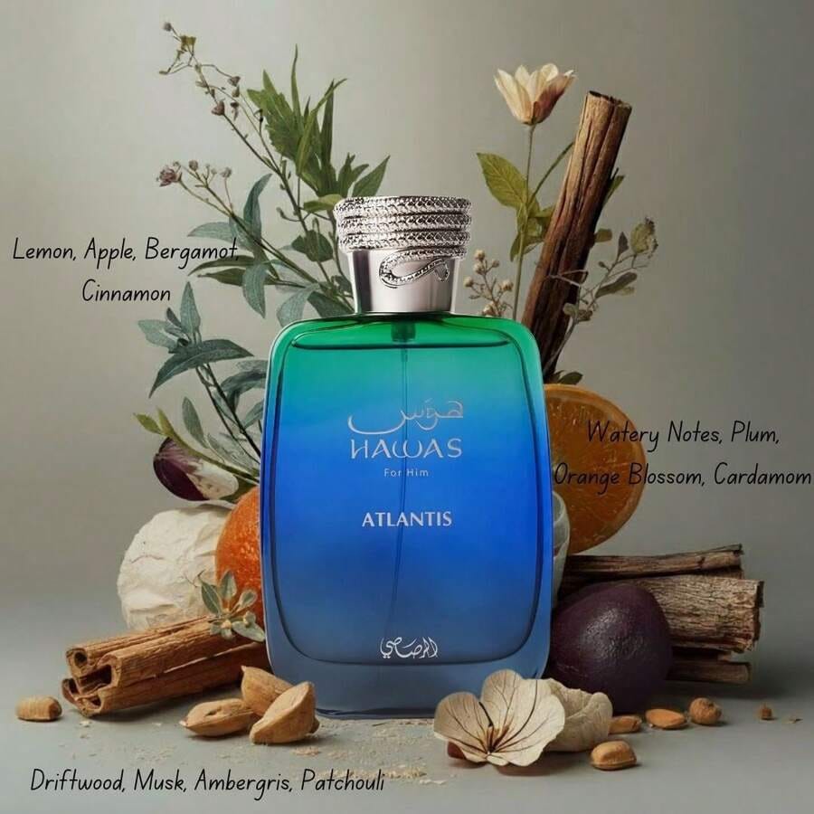 RASASI Hawas Atlantis Eau De Parfum For Men, 100ml (3.4 Oz) Fresh & Modern Scent Spray