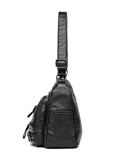 Red Buckle Decorated Casual Large Capacity Women's Shoulder Bag, Suitable For Daily Life
