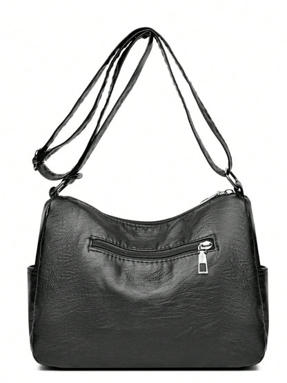 Red Buckle Decorated Casual Large Capacity Women's Shoulder Bag, Suitable For Daily Life