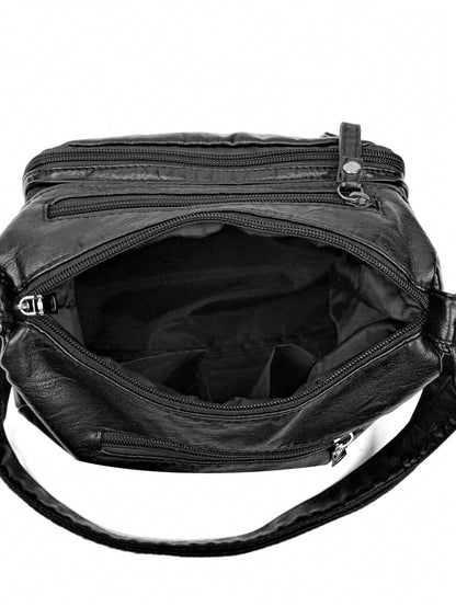 Red Buckle Decorated Casual Large Capacity Women's Shoulder Bag, Suitable For Daily Life