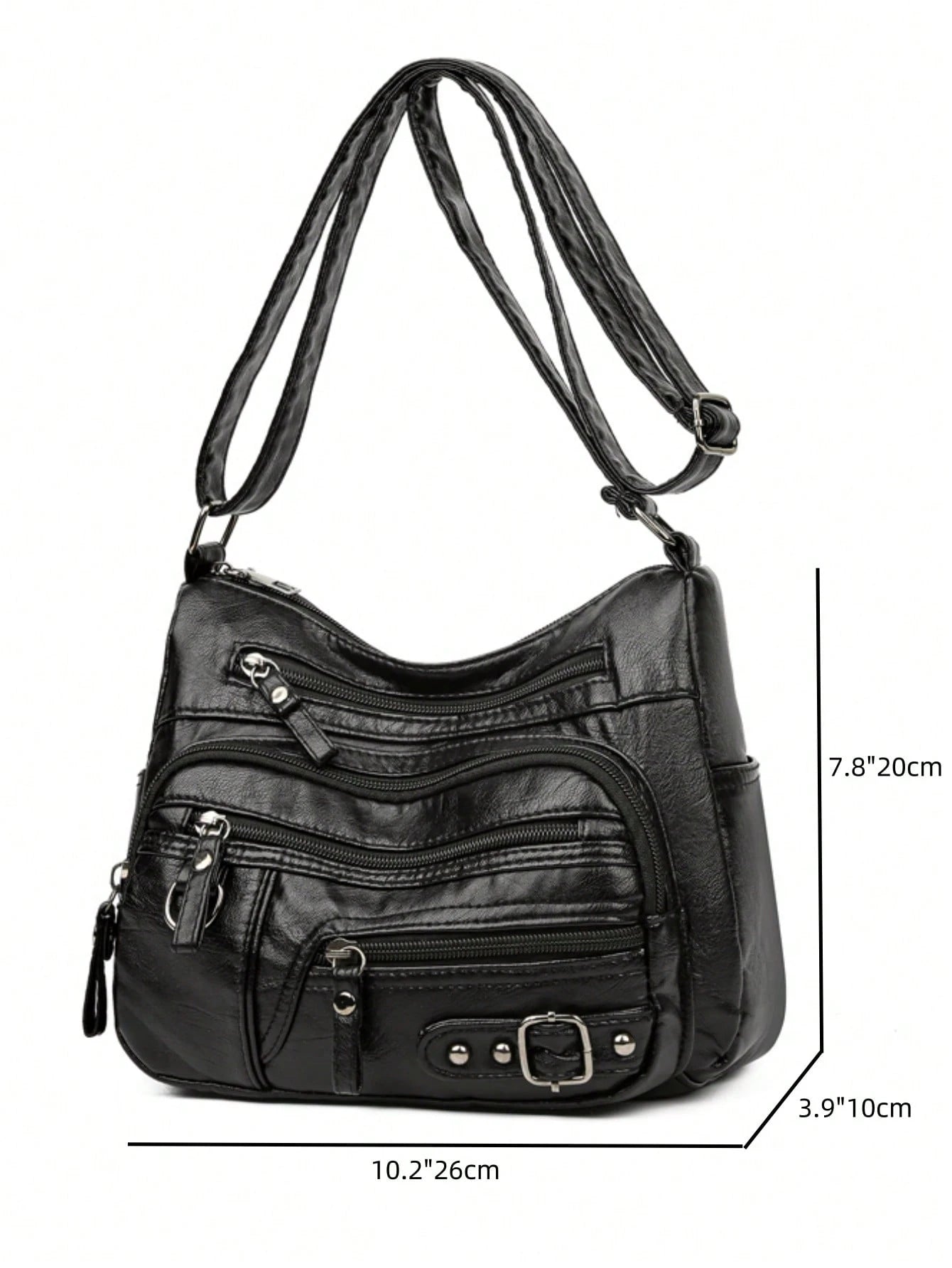 Red Buckle Decorated Casual Large Capacity Women's Shoulder Bag, Suitable For Daily Life