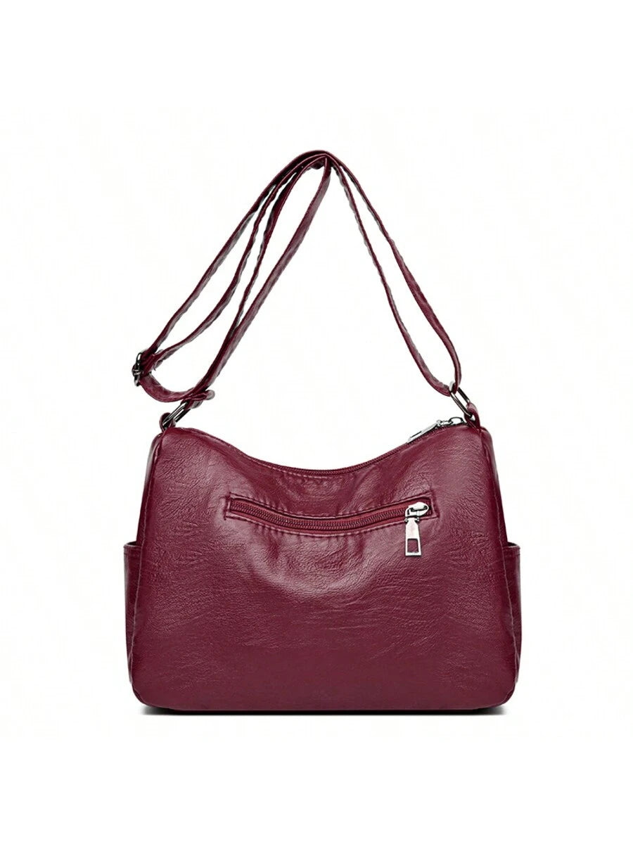 Red Buckle Decorated Casual Large Capacity Women's Shoulder Bag, Suitable For Daily Life