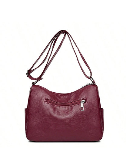 Red Buckle Decorated Casual Large Capacity Women's Shoulder Bag, Suitable For Daily Life