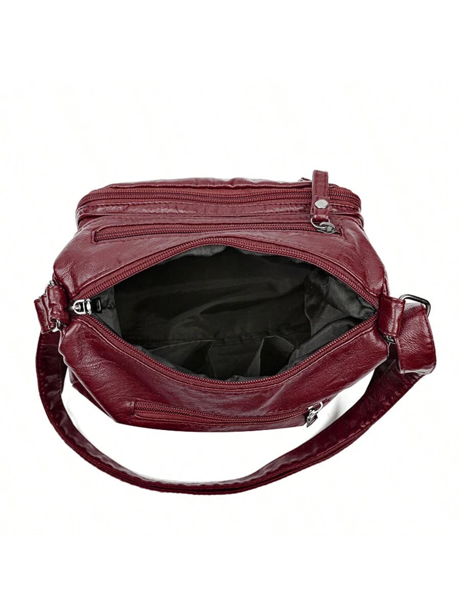 Red Buckle Decorated Casual Large Capacity Women's Shoulder Bag, Suitable For Daily Life