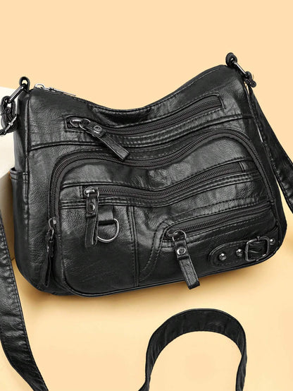 Red Buckle Decorated Casual Large Capacity Women's Shoulder Bag, Suitable For Daily Life
