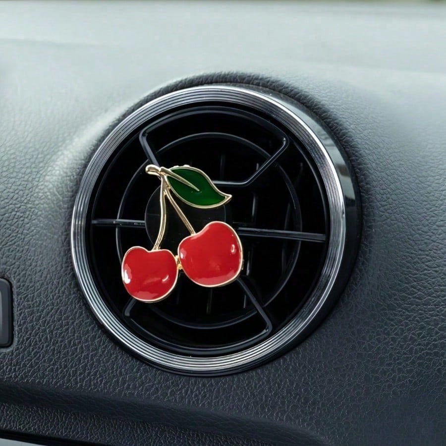 Red Cherry Metal Car Vent Freshener Clip, Fresh Air Car Air Conditioner Vent Ornament, Sturdy Easy To Install Stylish Car Decor Gift