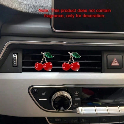 Red Cherry Metal Car Vent Freshener Clip, Fresh Air Car Air Conditioner Vent Ornament, Sturdy Easy To Install Stylish Car Decor Gift