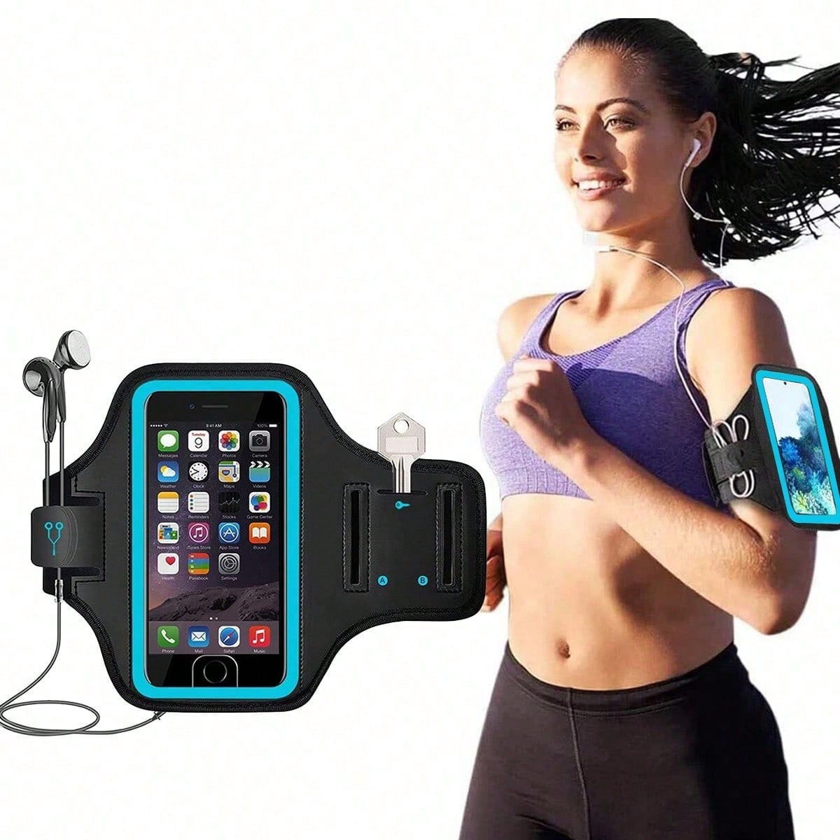 Reflective Sports Armband Phone Holder, Lightweight Running Phone Band Fits Up To 7 Inch Phones For Jogging Cycling Workout