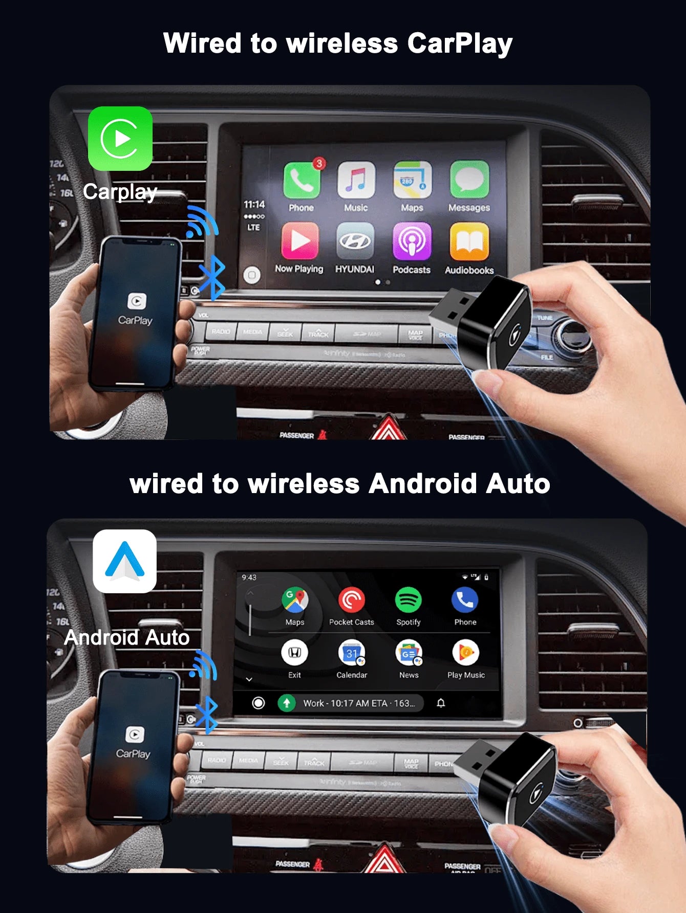 REMAX Wireless CarPlay Adapter Compatible With Apple CarPlay, Easy To Upgrade Wired CarPlay To Wireless, Instant Connectivity, Automatic Reconnect, Super Mini Car Play Dongle For IPhone Fit For Cars W