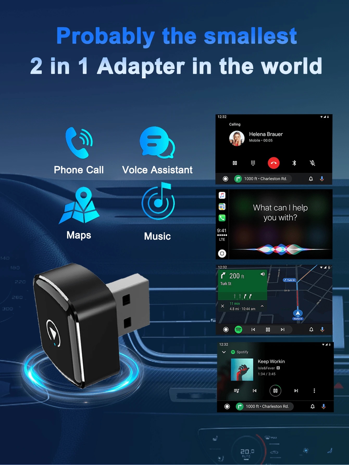 REMAX Wireless CarPlay Adapter Compatible With Apple CarPlay, Easy To Upgrade Wired CarPlay To Wireless, Instant Connectivity, Automatic Reconnect, Super Mini Car Play Dongle For IPhone Fit For Cars W