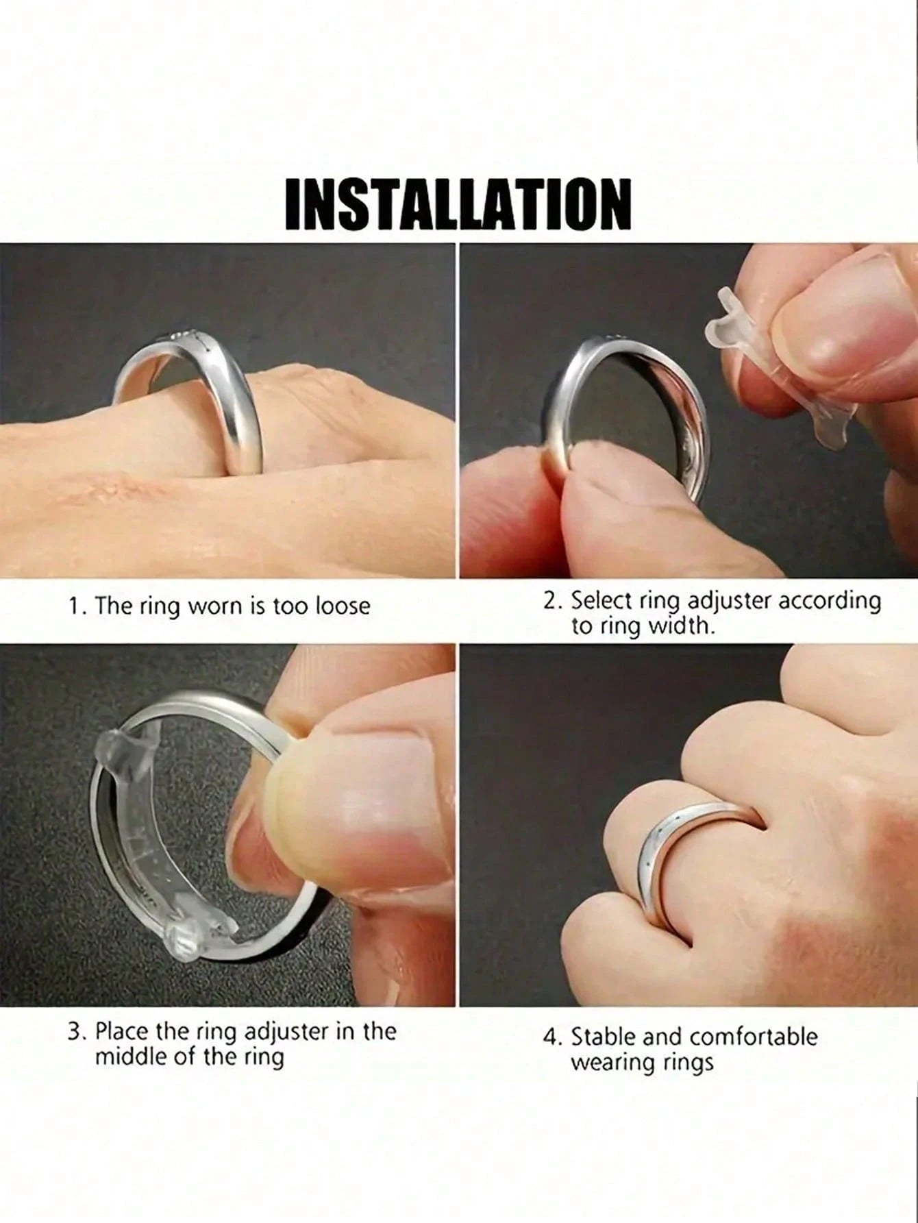 Resin Invisible Ring Sizer, Transparent Comfortable Ring Size Adjustment Tool, Suitable For Loose Rings, Multi-Size Universal Finger Ring Tightener, Protective Jewelry Adjuster, Ideal Accessory For Wo