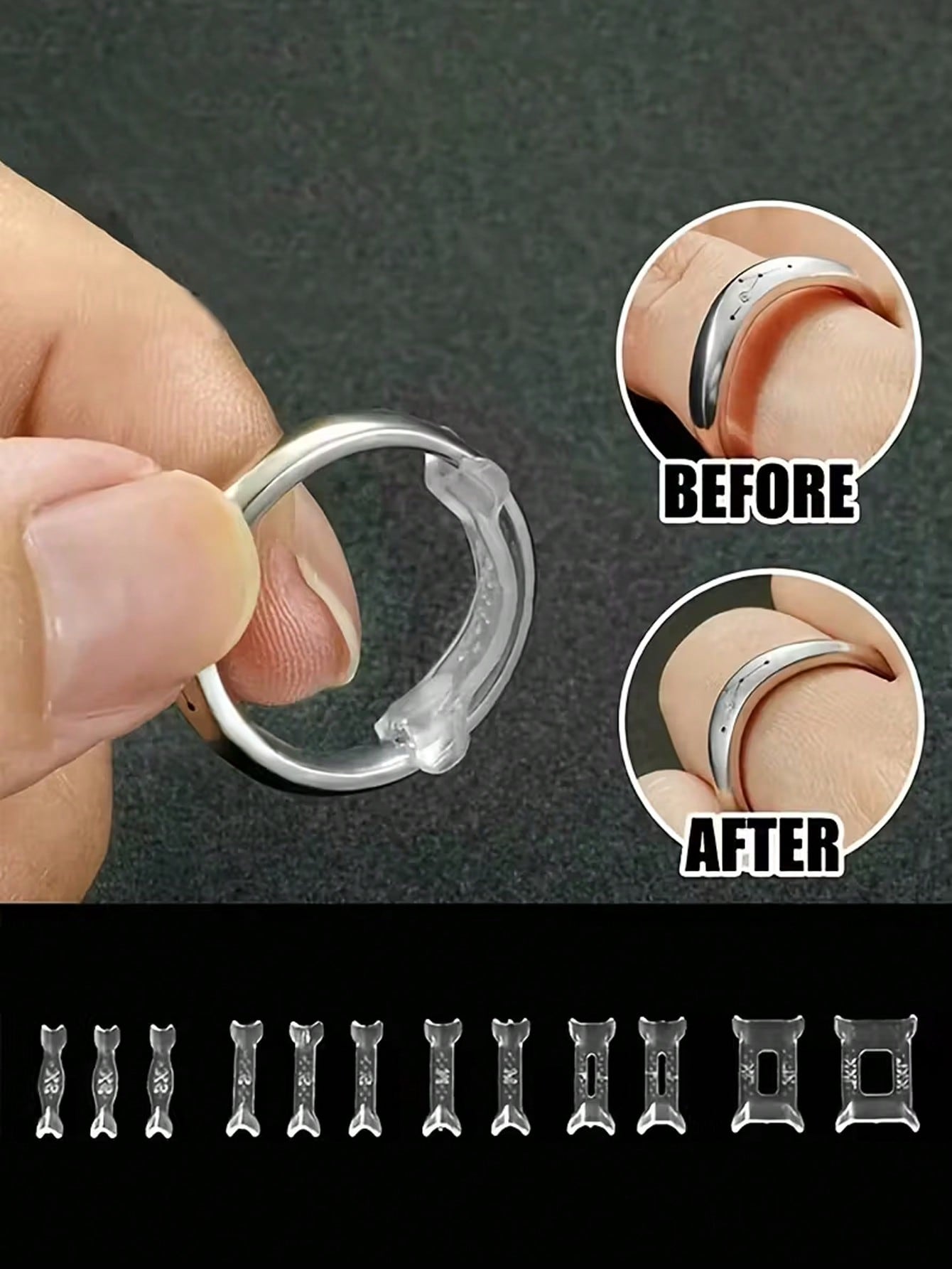 Resin Invisible Ring Sizer, Transparent Comfortable Ring Size Adjustment Tool, Suitable For Loose Rings, Multi-Size Universal Finger Ring Tightener, Protective Jewelry Adjuster, Ideal Accessory For Wo