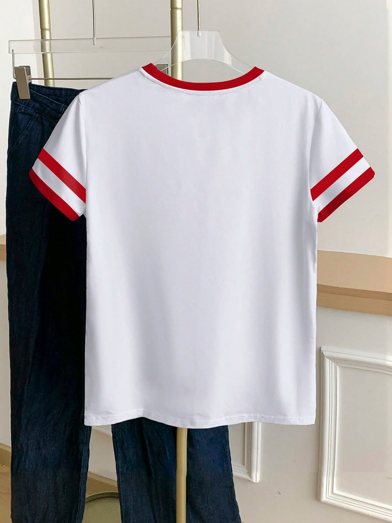 Resyla Plus Size Casual Color Block Round Neck Short Sleeve T-Shirt