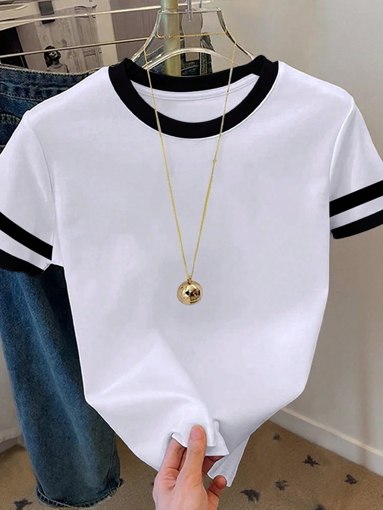 Resyla Plus Size Casual Color Block Round Neck Short Sleeve T-Shirt