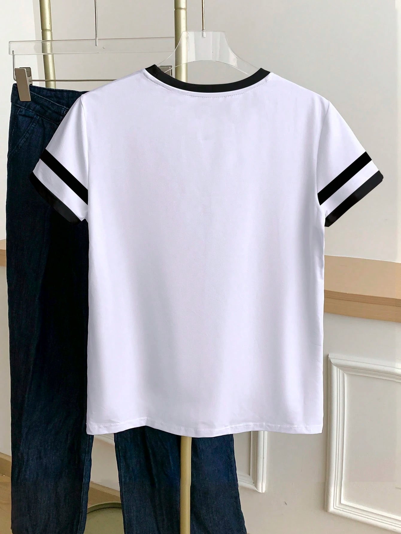 Resyla Plus Size Casual Color Block Round Neck Short Sleeve T-Shirt