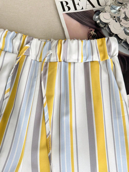 Resyla Women Bottoms,INF Laid-Back Style Striped Color-Blocking Design 2026 Spring/Summer New Casual Pants With Elastic Waist And Slimming Effect