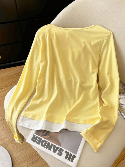 Resyla Women's 2 In 1 Long Sleeve T-Shirt, Fresh & Minimalist