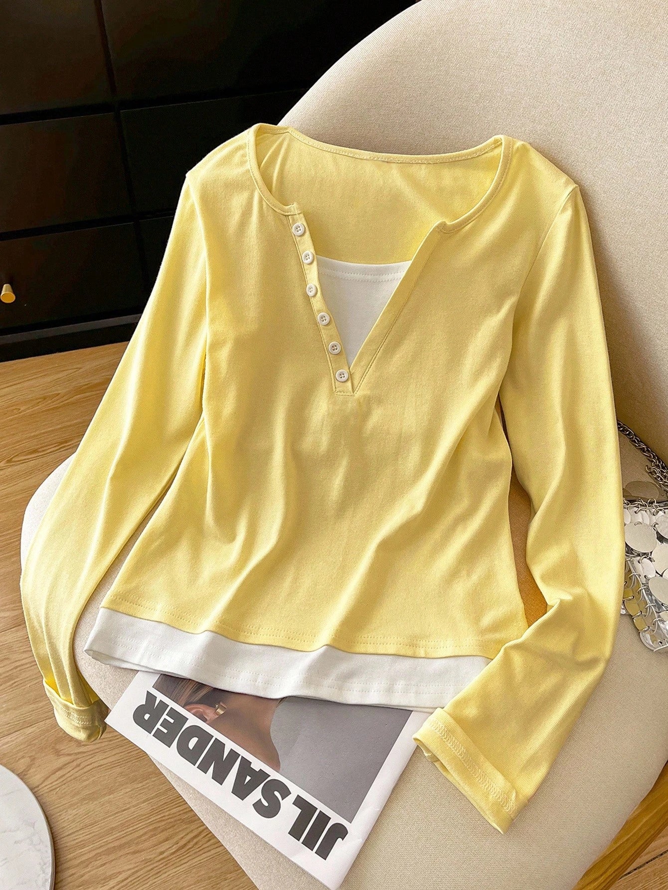 Resyla Women's 2 In 1 Long Sleeve T-Shirt, Fresh & Minimalist