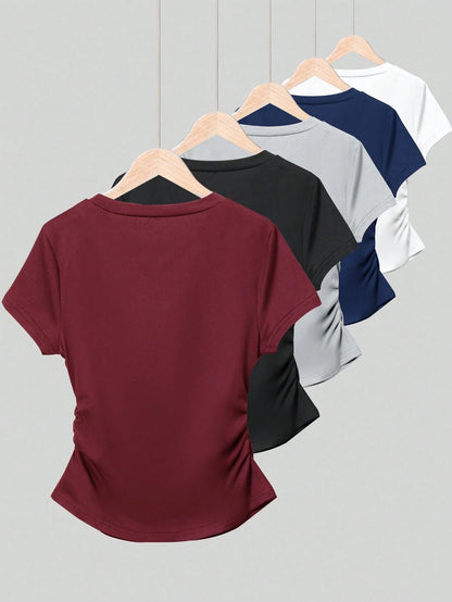 Resyla Women's Plus Size Short Sleeve T-Shirt, Graphic Design, Multi-Color Striped Print, Fashionable Versatile Elegant Style, Back To School, Teacher's Day, Women's Slim Fit T-Shirt