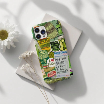 Retro Pickle Collage Phone Case, Funny Phone Case, Pickle Lover, 15 14 13 12 11 Pro Max 8 Plus X