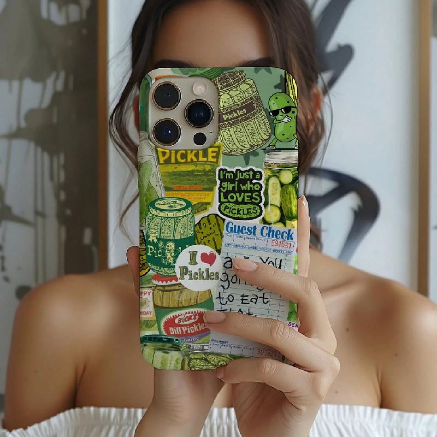 Retro Pickle Collage Phone Case, Funny Phone Case, Pickle Lover, 15 14 13 12 11 Pro Max 8 Plus X