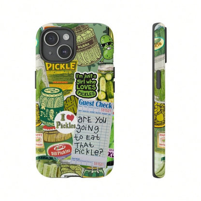 Retro Pickle Collage Phone Case, Funny Phone Case, Pickle Lover, 15 14 13 12 11 Pro Max 8 Plus X