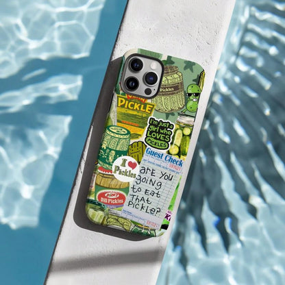 Retro Pickle Collage Phone Case, Funny Phone Case, Pickle Lover, 15 14 13 12 11 Pro Max 8 Plus X