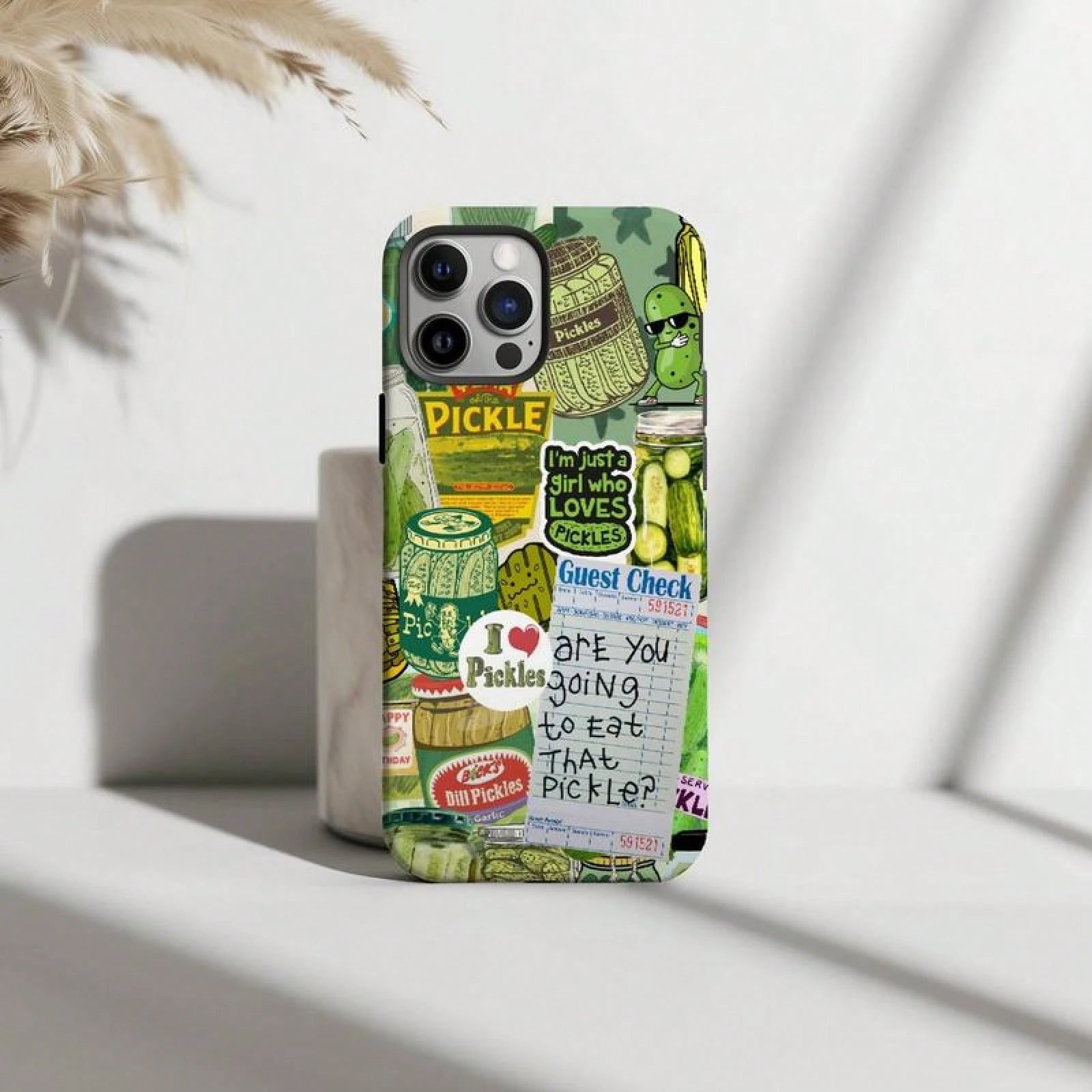 Retro Pickle Collage Phone Case, Funny Phone Case, Pickle Lover, 15 14 13 12 11 Pro Max 8 Plus X