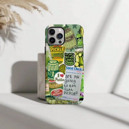 Retro Pickle Collage Phone Case, Funny Phone Case, Pickle Lover, 15 14 13 12 11 Pro Max 8 Plus X