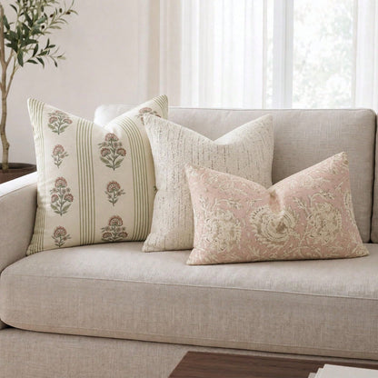 Retro Pillow Cover, Striped Floral Pillow Cover, Plant Pattern Decorative Cushion Cover, Modern Farmhouse Style Home Decor, Suitable For Sofa, Bed, Living Room