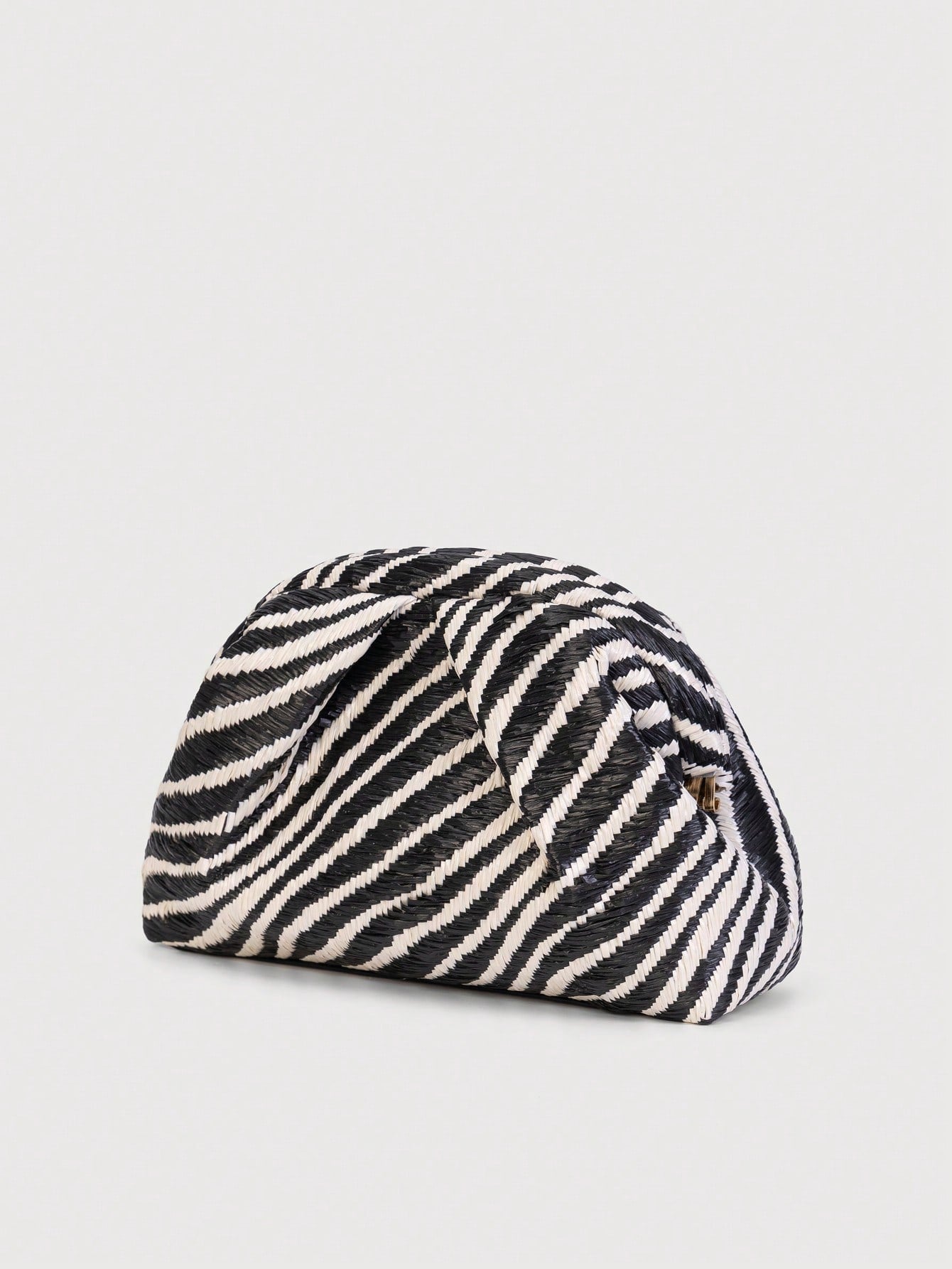 Retro Straw Zebra Pattern Clutch Bag, Minimalist Style Evening Handbag, Suitable For Summer Use