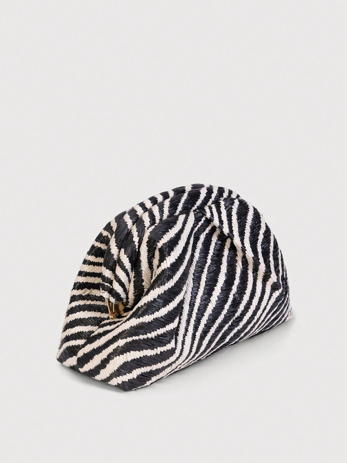 Retro Straw Zebra Pattern Clutch Bag, Minimalist Style Evening Handbag, Suitable For Summer Use
