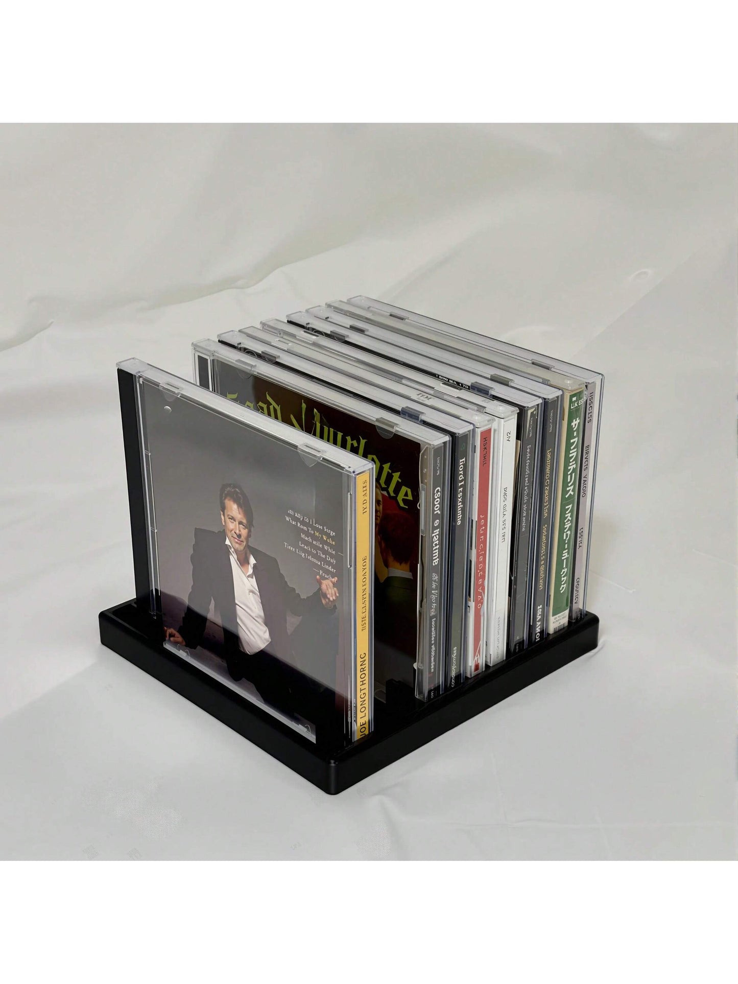 Retro Style 3D Printed CD/DVD Storage Rack- Holds 12 Discs, Fashionable Black Plastic Storage Box For Desktops, Suitable For Music And Game Disc Collection, Music CD Rack| CD Display Rack, CD Album