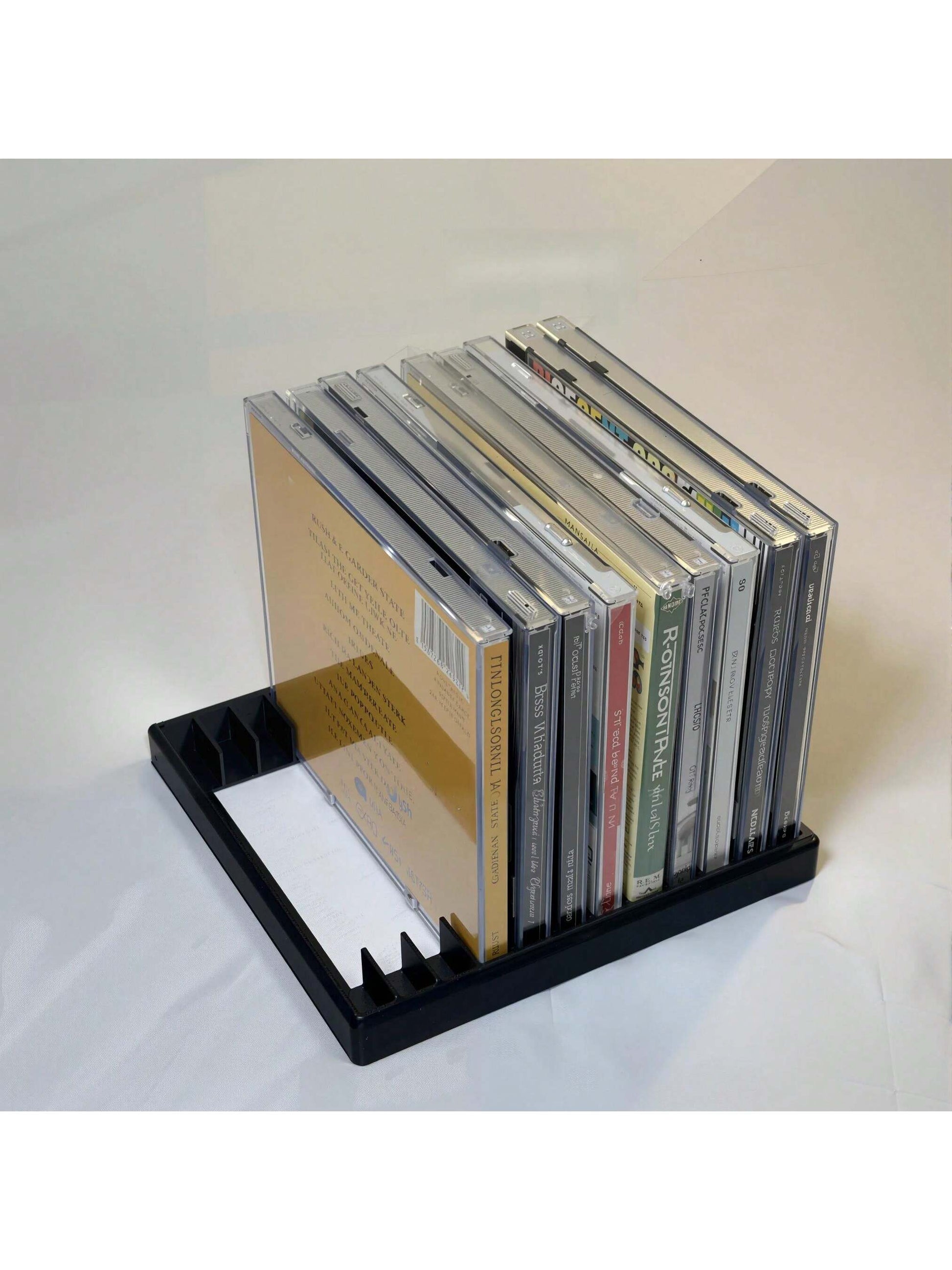 Retro Style 3D Printed CD/DVD Storage Rack- Holds 12 Discs, Fashionable Black Plastic Storage Box For Desktops, Suitable For Music And Game Disc Collection, Music CD Rack| CD Display Rack, CD Album