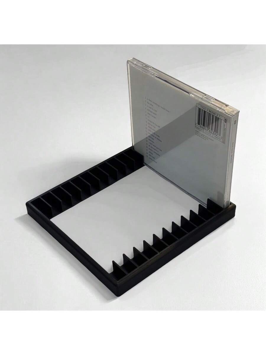 Retro Style 3D Printed CD/DVD Storage Rack- Holds 12 Discs, Fashionable Black Plastic Storage Box For Desktops, Suitable For Music And Game Disc Collection, Music CD Rack| CD Display Rack, CD Album