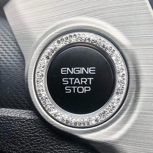 Rhinestone Ignition Circle Decorative Ring, One-Touch Ignition Protection Sticker Car Logo Decor