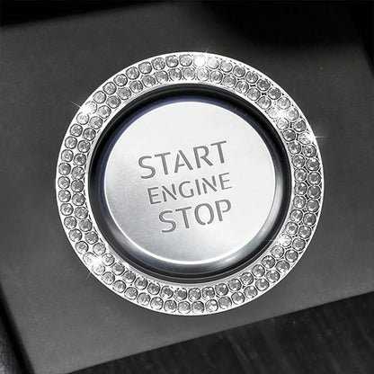 Rhinestone Ignition Circle Decorative Ring, One-Touch Ignition Protection Sticker Car Logo Decor