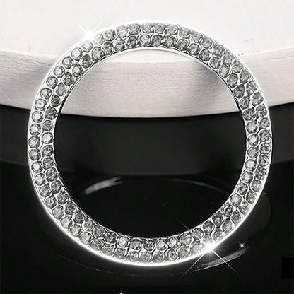 Rhinestone Ignition Circle Decorative Ring, One-Touch Ignition Protection Sticker Car Logo Decor