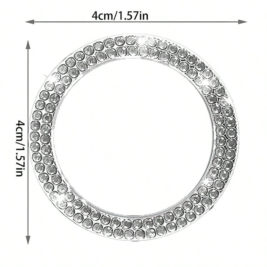 Rhinestone Ignition Circle Decorative Ring, One-Touch Ignition Protection Sticker Car Logo Decor