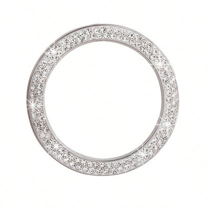 Rhinestone Ignition Circle Decorative Ring, One-Touch Ignition Protection Sticker Car Logo Decor