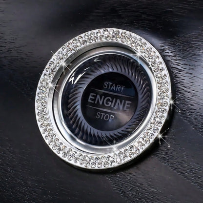 Rhinestone Ignition Circle Decorative Ring, One-Touch Ignition Protection Sticker Car Logo Decor