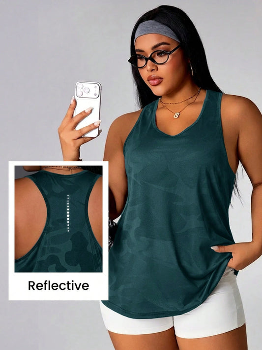 Rhythm Era Women's Plus Size Printed Minimalist Casual Sports Tank Top For Running And Fitness