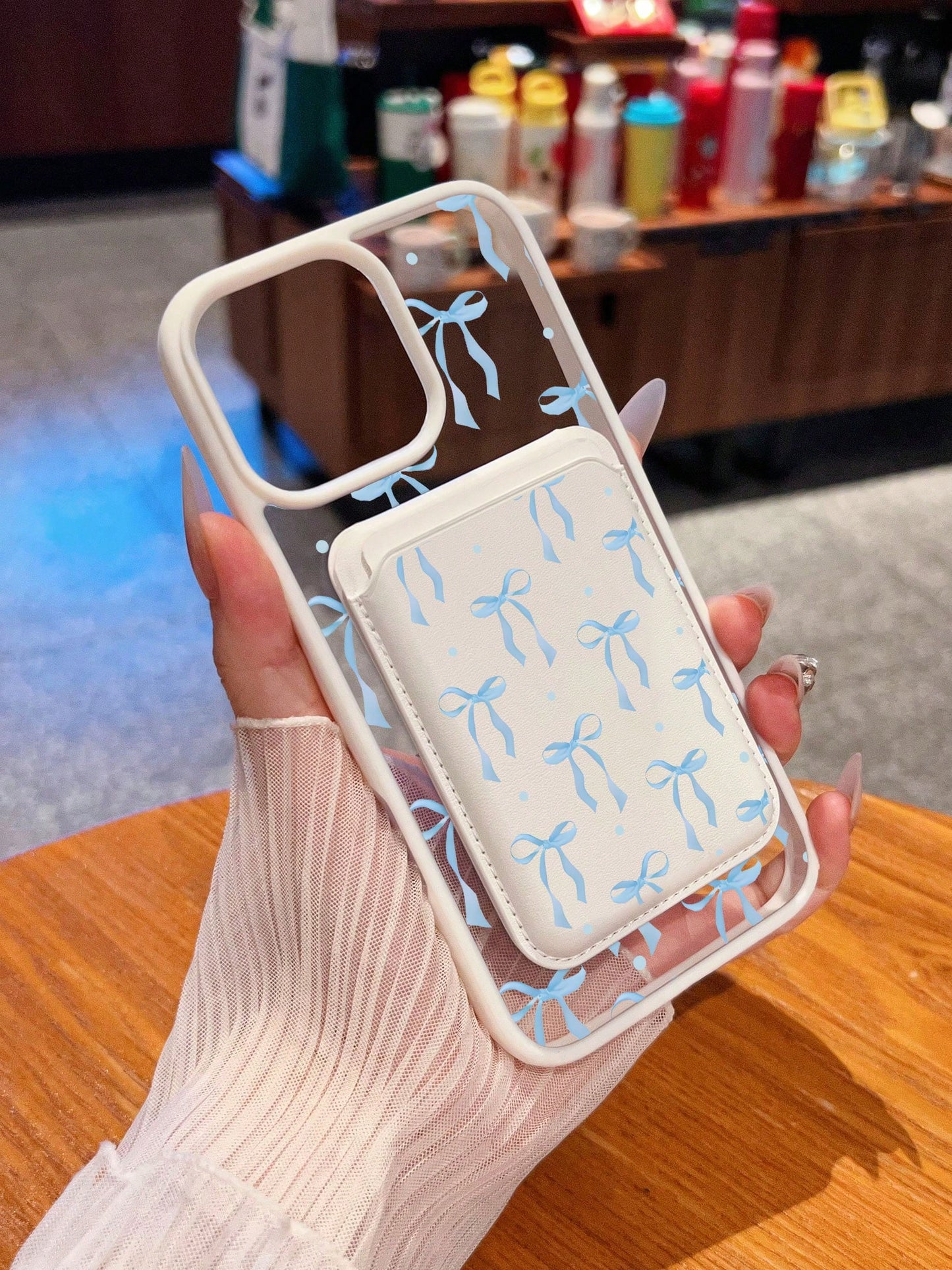 Ribbon Mobile Phone Case, Designed With Blue Bows And Polka Dots, Suitable For IPhone 16, 15, 14, 13, 12 And 11 Pro Models, Made Of TPU Material, And Provides Shockproof Protection. Perfect For Family