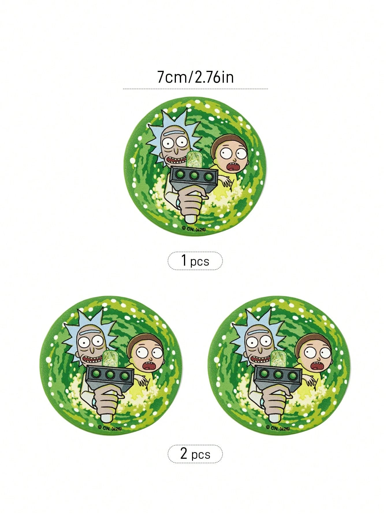 Rick and Morty X Sci-Fi Cartoon Print PU Leather Car Coaster Set, Universal Anti-Slip Cup Holder Mat, Shockproof Absorbent Coaster For Car, Home & Office Use