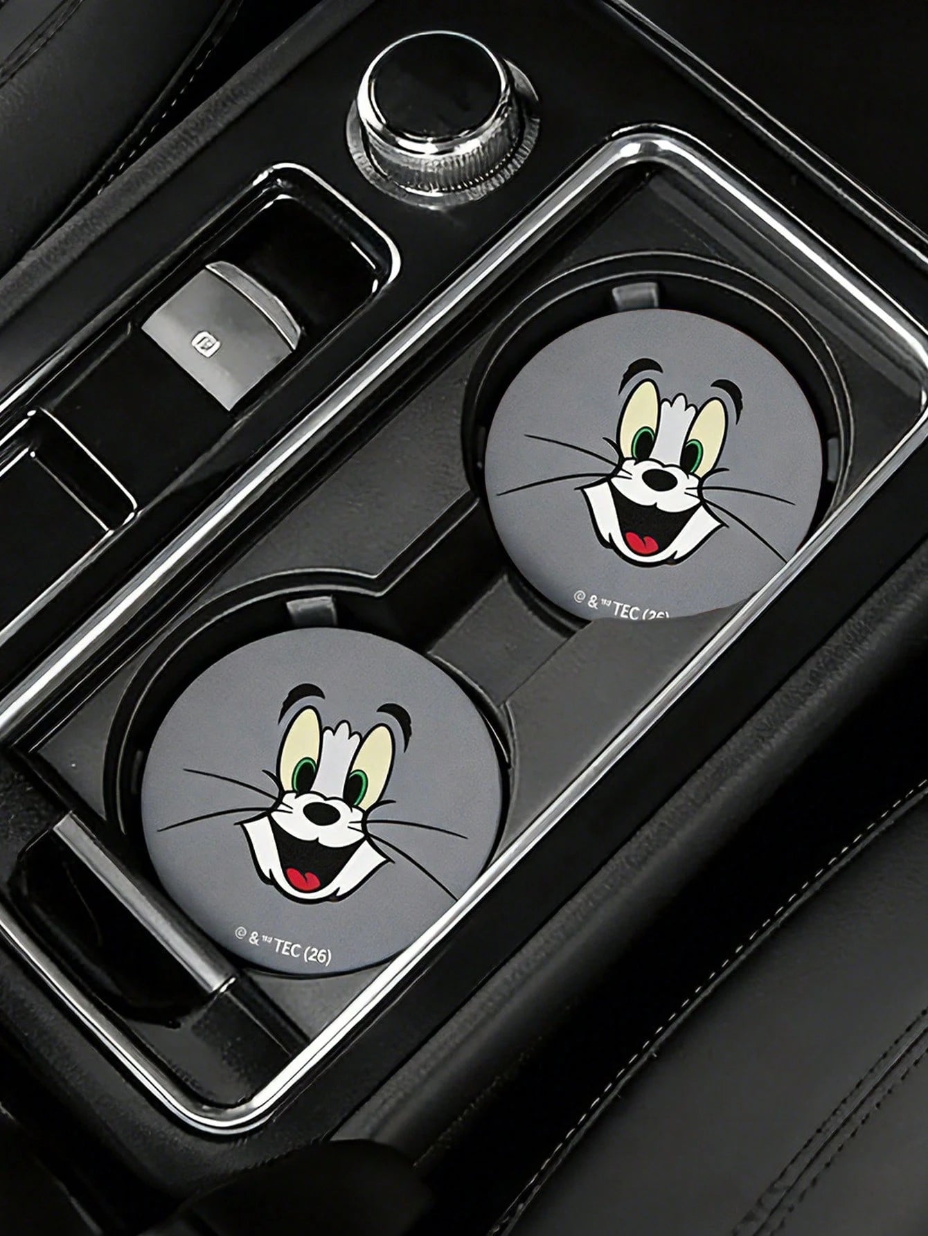 Rick and Morty X Sci-Fi Cartoon Print PU Leather Car Coaster Set, Universal Anti-Slip Cup Holder Mat, Shockproof Absorbent Coaster For Car, Home & Office Use