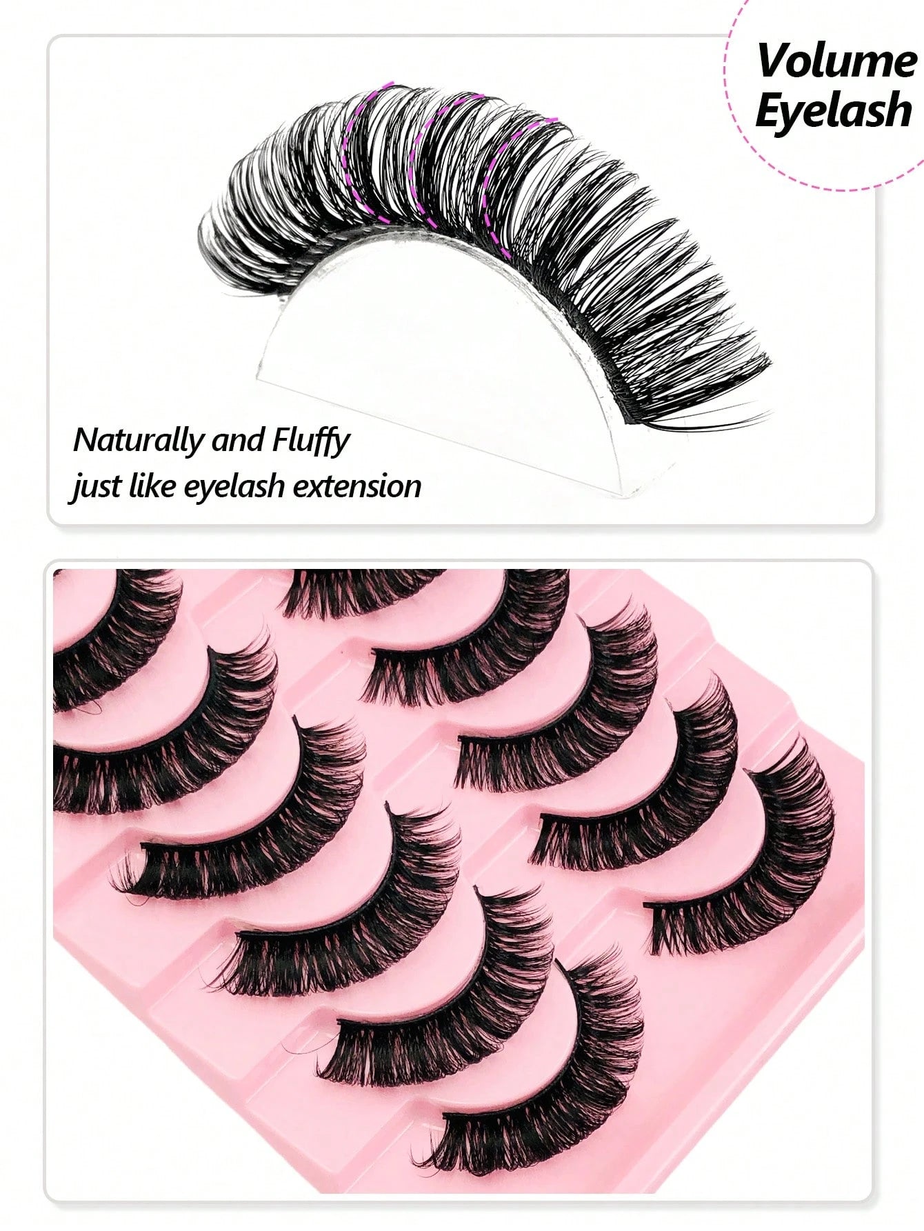 Rikuaild 10 Pairs D-Curl Fluffy False Eyelashes, Natural Look, Soft & Comfortable, Reusable, Easy To Apply, Create Voluminous Lash Makeup