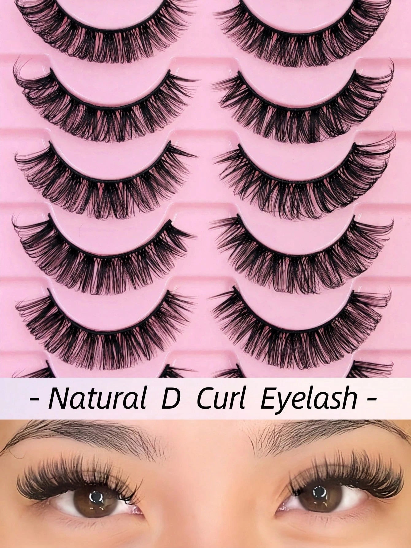 Rikuaild 10 Pairs D-Curl Fluffy False Eyelashes, Natural Look, Soft & Comfortable, Reusable, Easy To Apply, Create Voluminous Lash Makeup